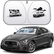 Windshield Sun Shade Compatible with Infiniti Q50 QX60 2014-Present Car Front Window Covers Sun Viso
