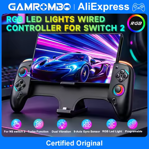 For Nintendo Switch 2 Controller W/RGB Joy-Controller 9-Axis Gyro Sensor Joypad Dual Shock Turbo Pro