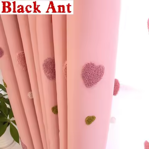 Cartoon Pink Heart Shape Blackout Curtains For Baby Girls Bedroom Lovely Tulle For Living Room Windo