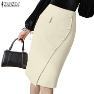ZANZEA Women Korean Fashion Bag Hip Decorative Buckle Irregular Splice Overskirts