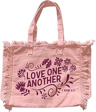 Love One Another - 1 John 4:7-19 x 15 Inch Cotton Exterior with Polyester Lining - Multipurpose Tote