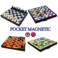 Mini Pocket Magnetic Game Set - Chess / Draughts / Snake / Aeroplane