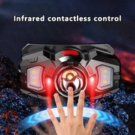 （COD） Outdoor LED Headlamp Smart Sensor Dual Light Source Headwear 10-15h Fishing Light