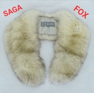 SAGA FOX 國際認證／極地狐狸毛圍脖披肩／可夾衣領上