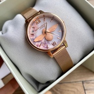 OB手錶 Olivia Burton手錶 玫瑰金色鋼帶錶 小蜜蜂手錶 編織網帶石英錶 女生手錶 手錶女 時尚百搭手錶 女生腕錶 學生手錶女