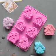 6-in-a-row House Cake Silicone Mold