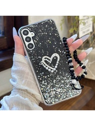 เคสป้องกันโทรศัพท์มือถือ ที่ทำจาก TPU รูปหัวใจคู่ ประดับด้วยคริสตัล สำหรับ iPhone 15Proamx, 14Proamx