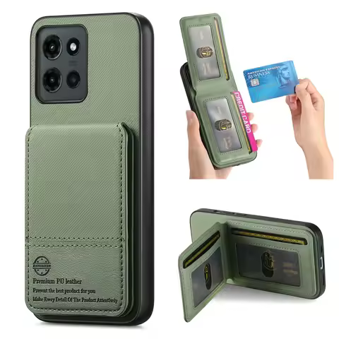 G15 Power G54 G84 G85 G96 5G RFID Card Leather Back Case for Motorola Moto G56 G35 G75 G66J G24 G14 