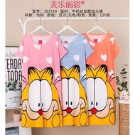 (L3 Plus Size)Plus Size Cartoon Pyjamas Baju Tidur Rumah/Gaun tidur perempuan paras lutut labuh besa
