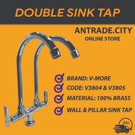 【BAGUS] Kitchen Fixed Double Sink Tap Faucet / Wall Double Sink Tap / Pillar Double Sink Tap