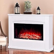 Electric Fire and Surround 40 inch White Electric Fireplace Heating Free Standing Modern Realistic LED Flame Electric Fire Suite Stove Heater with Remote for TV Stand Hom vision