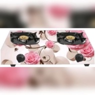 STIKER KOMPOR GAS 2 TUNGKU MOTIF BUNGA UNGU