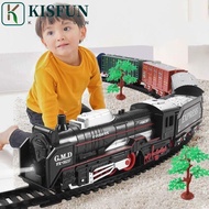 KISFUN Railway Freight Train Toy, Combinations Simulation Tracks Electric Christmas Train Track Set,