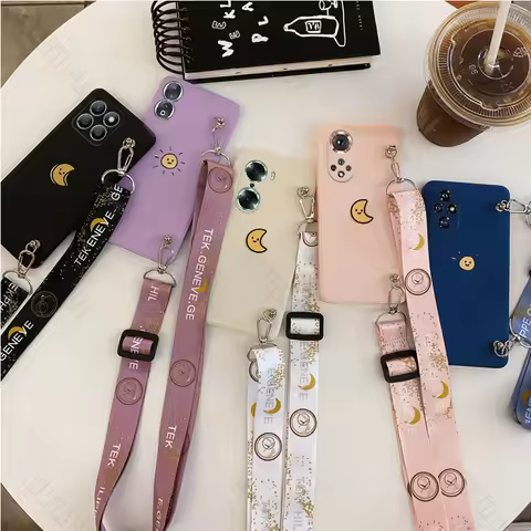 Sun Moon Crossbody Lanyard Case For Huawei Honor X5 X7 X10 X20 X30i X40i X50 X50i Max Plus X6A X7A X