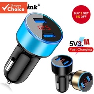 [Value Choice] HdoorLink 3.1A USB Car Charger 2 Ports LED Display Fast Charging Universal Micro Type
