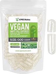 XPRS Nutra Size 000 Empty Capsules - Clear Empty Vegan Capsules - Capsules Express Vegetarian Empty 