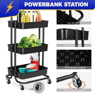 PSB_3 Tier Multifunction Storage Trolley Rack Office Shelves Home Kitchen Rack With Wheel
