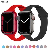 [HOT JUXXKWIHGWH 514] Slim สำหรับ Apple Watch Band 40มม. 44มม. 45มม. 41มม. 38มม. 42มม. 44มม. ซิลิโคนอ่อนสายนาฬิกาสร้อยข้อมือ IWatch Series 3 4 5 Se 6 7