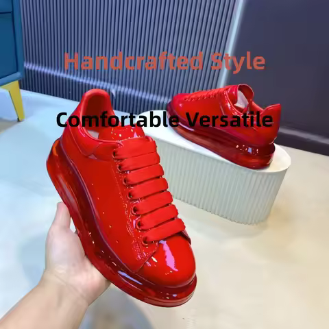 Shoes Platform Wedding Handcrafted Men's Casual Shoes Patent Leather Thick-soled Sports Shoes Round-