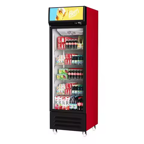 Custom Commercial Fridge Showcase Display Slim Single Glass Door Beer Fridge Drink Cooler Beverage D