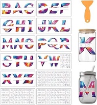 arricraft 12 Sheets UV DTF Cup Film for 16 oz Glass The Letters of the English Alphabet to Rub On PV