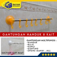 Bathroom Towel Rack 8 Hooks Suction Toilet Rack