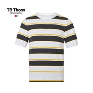 เสื้อกันหนาวแบบถักแขนสั้นสำหรับผู้ชาย,ฝ้ายบริสุทธิ์ฤดูร้อนใหม่2024 Thom Browne อินเทรนด์ TB Thonn ความหนาแน่นสูงสีตัดกันลำลองเสื้อระบายอากาศสินค้าใหม่