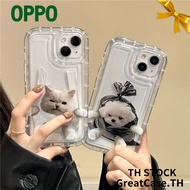 ลายแมวและสุนัขน่ารัก เคสโทรศัพท์ TPU ใส แบบนิ่ม สําหรับ Oppo A17 A57 A16 A76 A17K A15 A3s A5s A5 A9 A95 A1K A77s A77 A7 Realme 5i 6i 7i 8i 9i Airbag Case