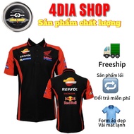 Áo thun lạnh tay ngắn cổ bẻ nam nữ in họa tiết team xe HONDA đẹp và chất lượng.