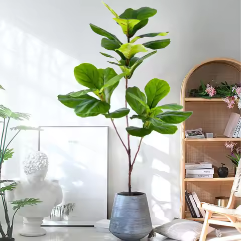 77-135cm (53.1in) Artificial Fiddle Leaf Ficus Fig Plant for Outdoor Courtyard Garden Balcony Indoor