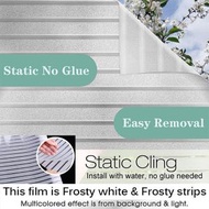 其他品牌 - 45x200cm 防曬抗UV靜電玻璃貼 (霧白/磨砂相間條紋)