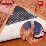 GG 4Pcs/set PU Self-Adhesive Black Triangular Carpet Anti-Slip Pad Patch / Washable Reusable Rug Gri
