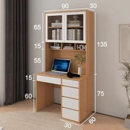 內地直送 - 全國包郵書架書桌一體小戶型學習電腦桌實木板書櫃