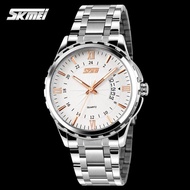 SKMEI Jam Tangan Pria Anti Air Terbaru Analog Tali Rantai Rante Besi Stainless Steel Mewah Elegan Ke