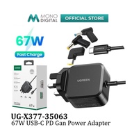 UGREEN UG-X377-35063 67W UNIVERSAL USB C PD GAN POWER ADAPTER CHARGER FAST CHARGE WITH 3 DC CONNECTO