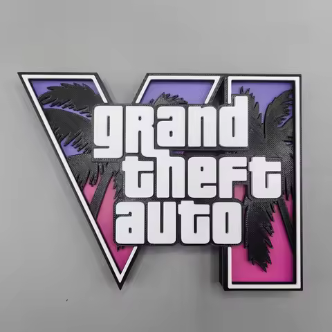 GTA 6 Grand Theft Auto 3D Logo Stand Creative Desktop Ornament Game Peripheral Display Decor For Adu
