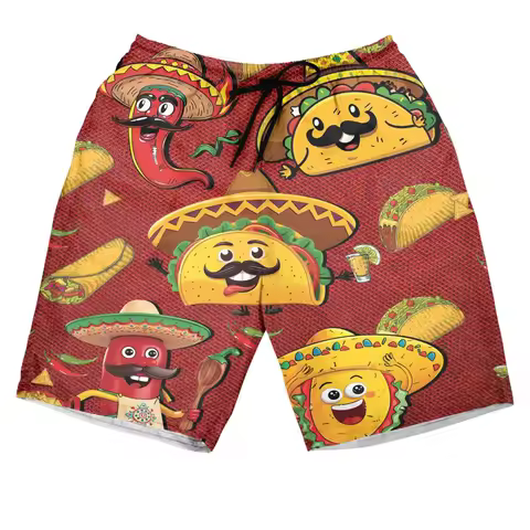 Mexican Chilli 3d Printing Beach Shorts Men Tropical Hawaiian Taco Graphic Summer Swim Trunks Kids B