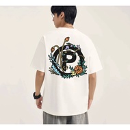 100% Cotton PACKMAN Vine Flower logo Short Sleeve New Style Black White Two-Color Couple T-Shirt Rea