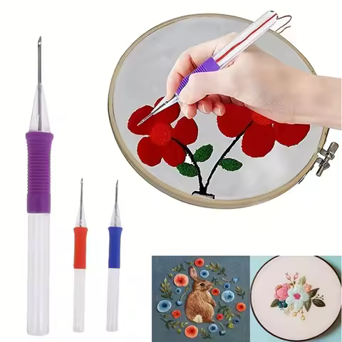 Cross Stitch Pen DIY Embroidery Pen Hand Embroidery Needle Weaving Tool Punch Needle Craft