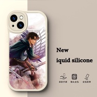 for iPhone 14 Plus 15 Pro Max Liquid silicone TPU soft Case W215 attack on titan levi