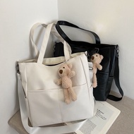 FB4 Korean Fashion Shoulder Bag Female Leather Tote Bag with Zipper Large Capacity Messenger Bag Stu