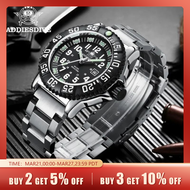 Addies Dive Men Fashion Casual Watch Calendar Display 50m Waterproof Tube Luminous Watch Black Dial Rotating Bezel Quartz Watch