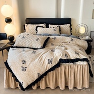 Four-Piece Set Velvet Milk 2024 New Style 5d Skirt Skirt Carved Bed Bed 1BGT