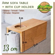 Arm sofa table Coffee table + cup holder 13 cm dining table sofa Arm - MAHOGANY WOOD