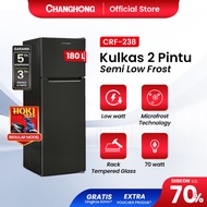 CHANGHONG Kulkas 2 Pintu CRF-238 Hitam Kapasitas 180 Liter Daya Listrik 70-Watt (GARANSI 5 TAHUN)