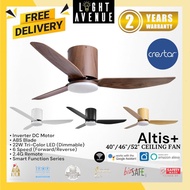 Crestar Altis Ceiling Fan with LED Light + Remote Control 3 Blade 40"/46"/52"