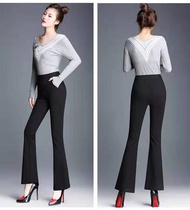 (Stock in KL-103) Bootcut Plus Size Loose Office Pants Black Straight Celana Vintage Long Casual Pants Palazo