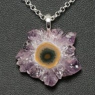 紫水晶鐘乳石切片吊墜項鍊紫丁香薰衣草紫項鍊