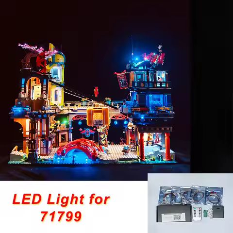 LED Remote Control Lighting Kit Compatible with 71799 Ninjago City Markets Blocks, Decor Display Lam