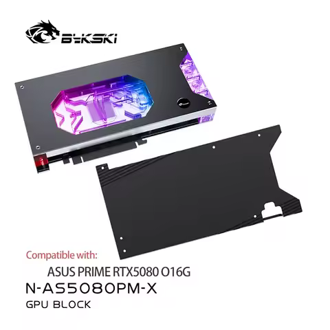 Bykski N-AS5080PM-X GPU Block for ASUS PRIME RTX5080/ O16G Graphics Card PC Water Cooling Copper Rad